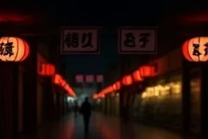 雾夜码头的长镜头剧照，远处灯光在雾气中散开