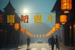 冬天的信号灯 雪夜路口红灯与等待的行人
